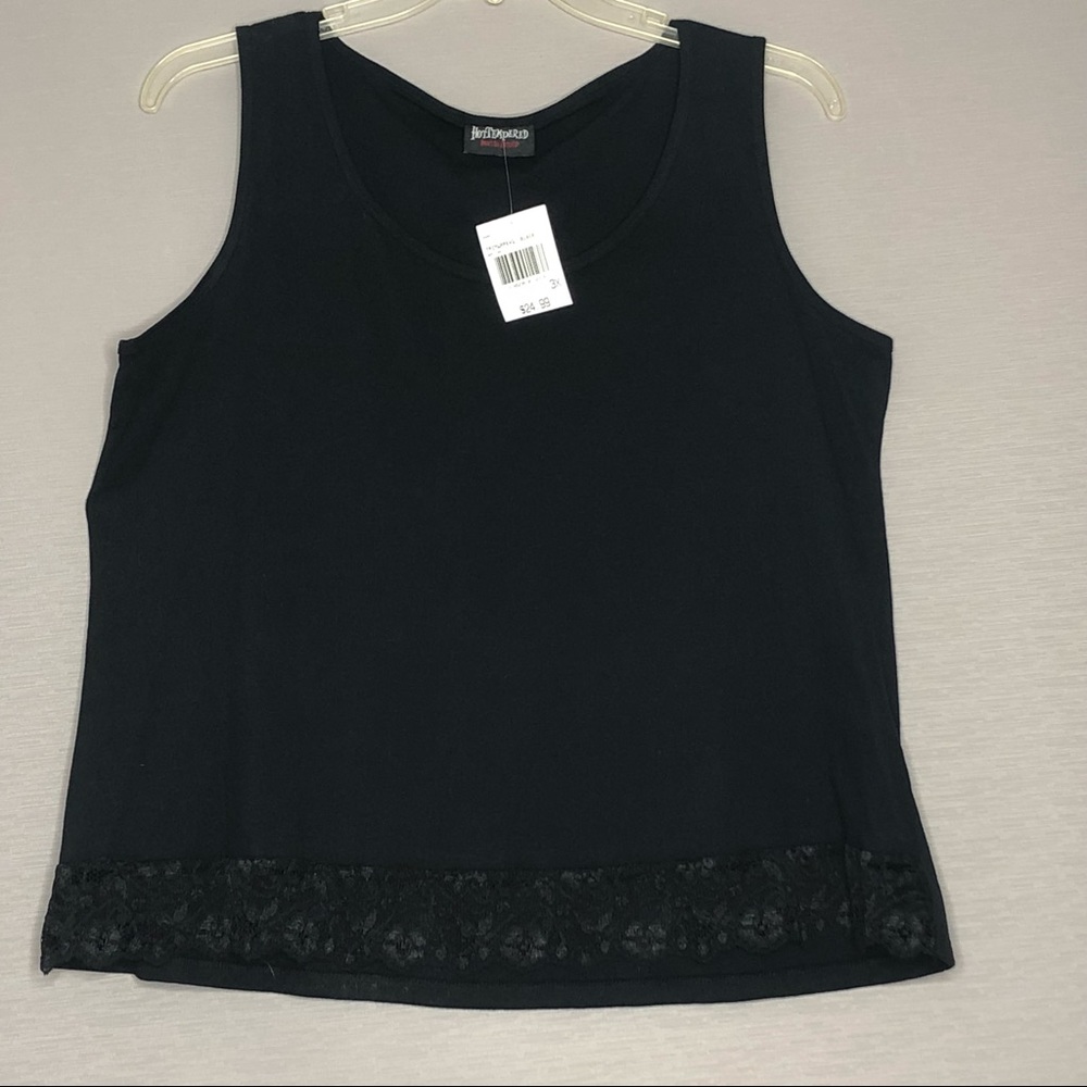 NWT Hot Tempered Black Tank/Shell w/Lace Hem. SZ 3X